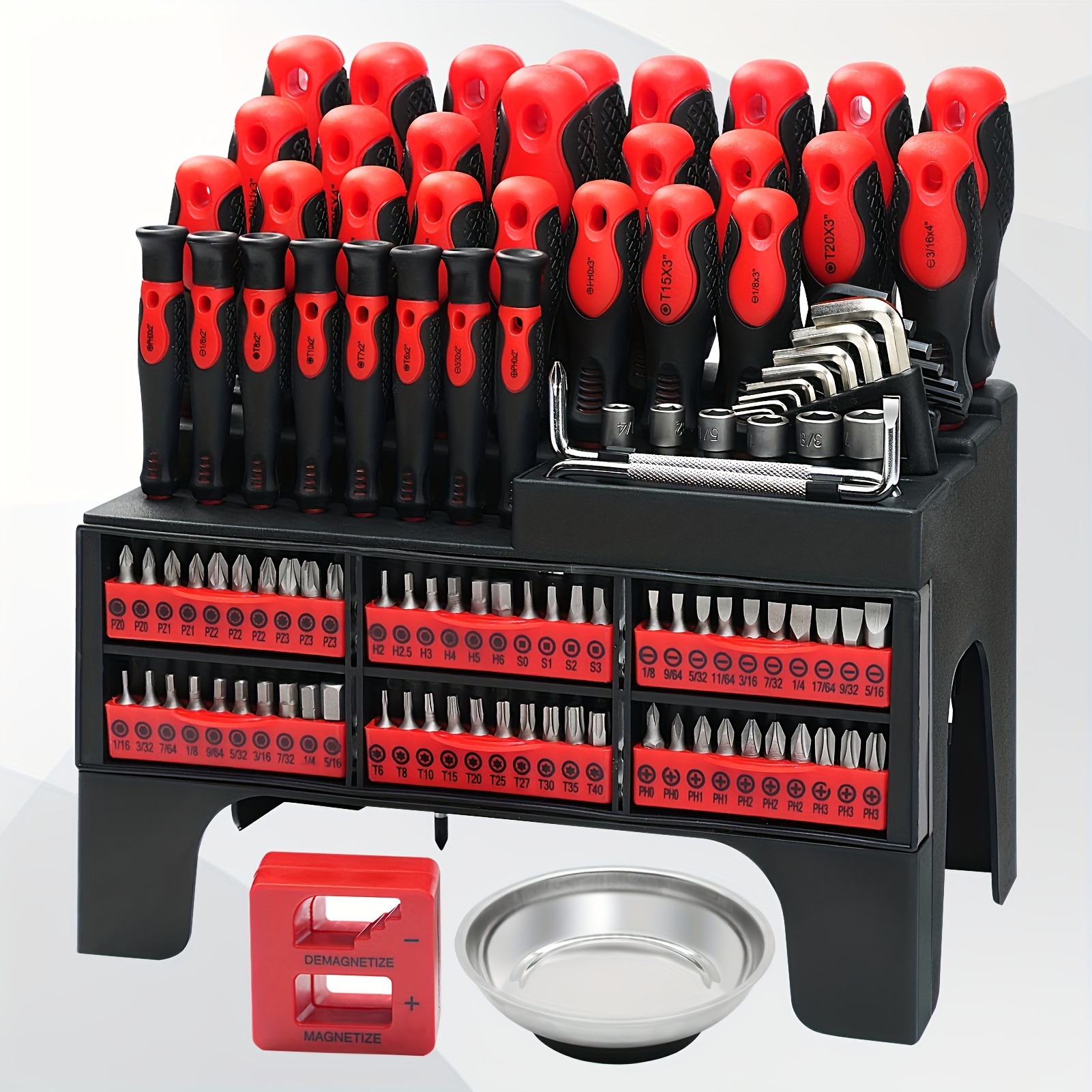 Hi-Spec Juego de herramientas rojas para el hogar y el garaje, herramientas  manuales esenciales para reparaciones de bricolaje. Completo en una caja