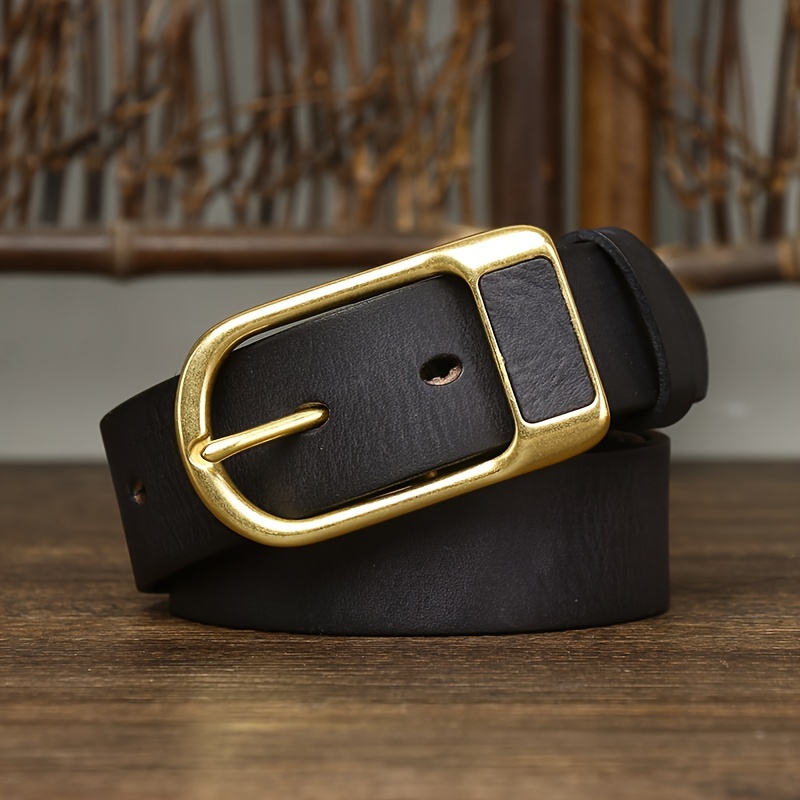 Retro Leather Belt, Male Genuine Leather Pin Buckle Belt For Men