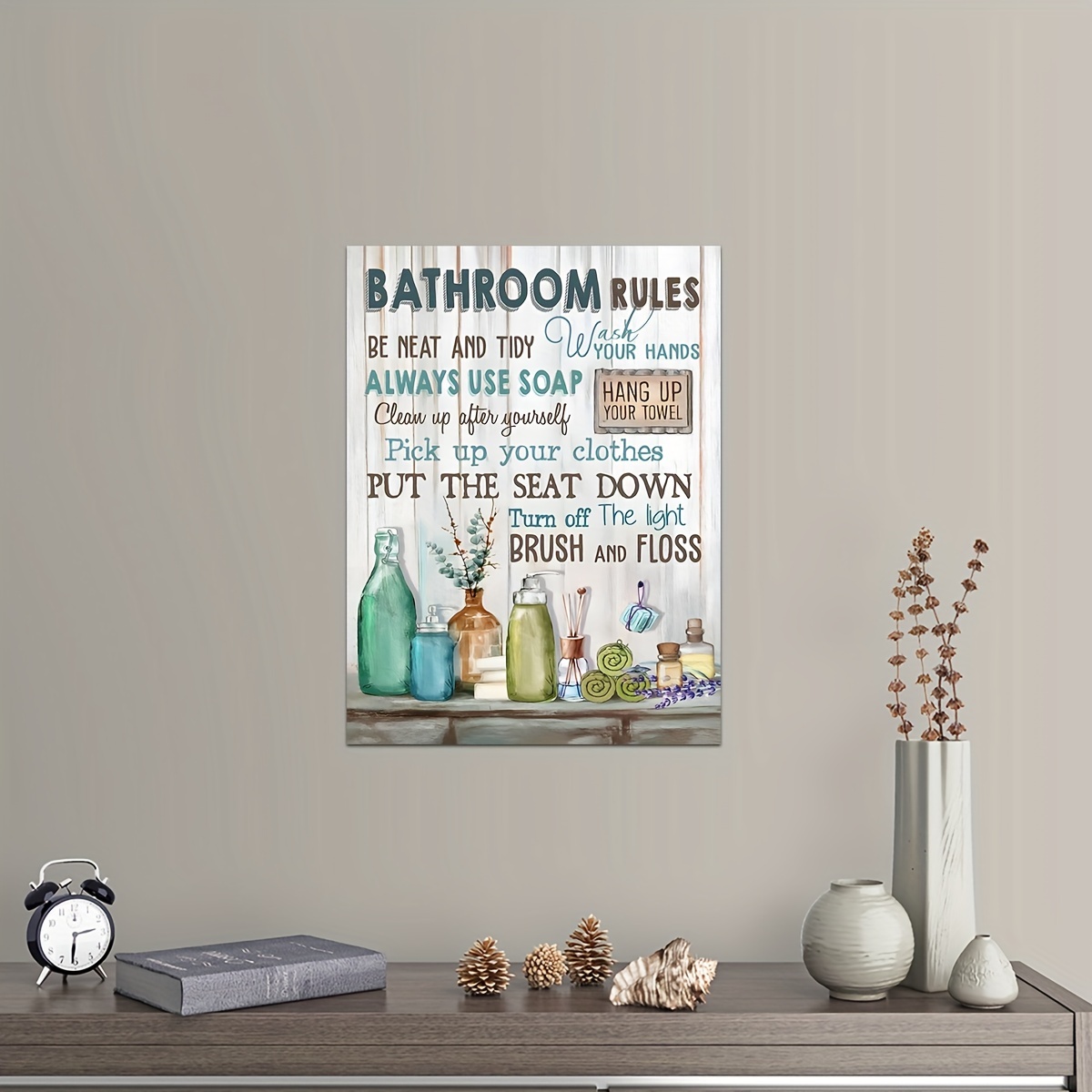 add a touch of fun to your bathroom with this vintage wall art print