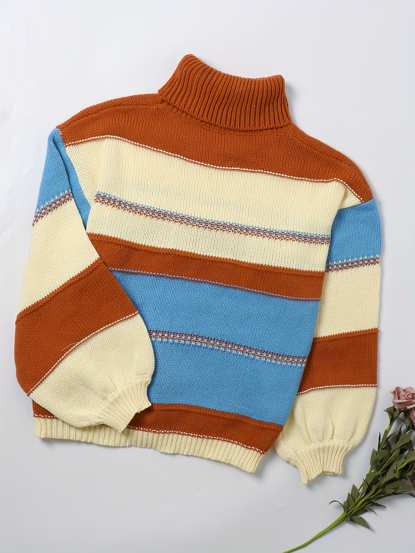 Colorblock turtleneck sweater sale in supersoft yarn