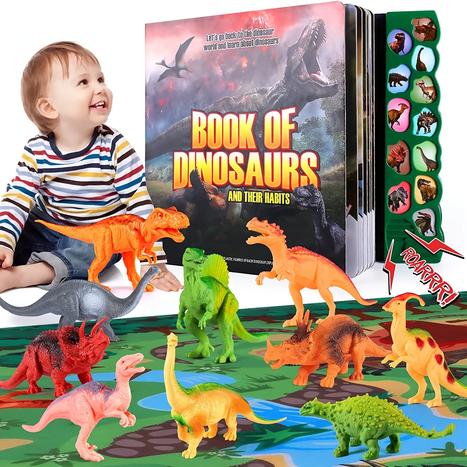 PREXTEX 10'' Dinosaur Figures - 12 Plastic Dinosaur Toys for Boys & Girls -  Assorted Dinosaurs Include T-Rex & More - Dinosaur Toys for Kids 3-5+
