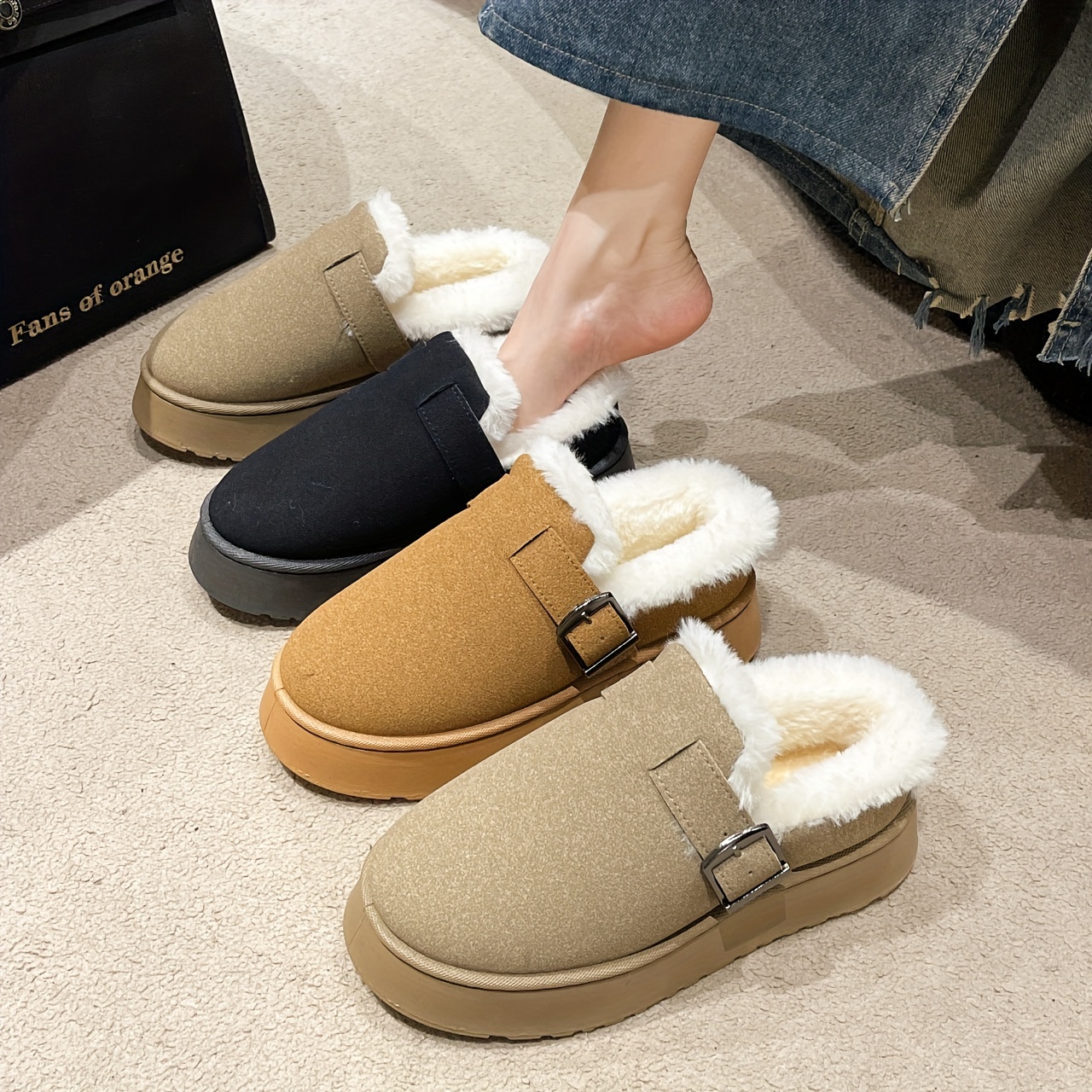 Mujeres Plataforma Botas Nieve Casual Slip On Plush Lined Temu