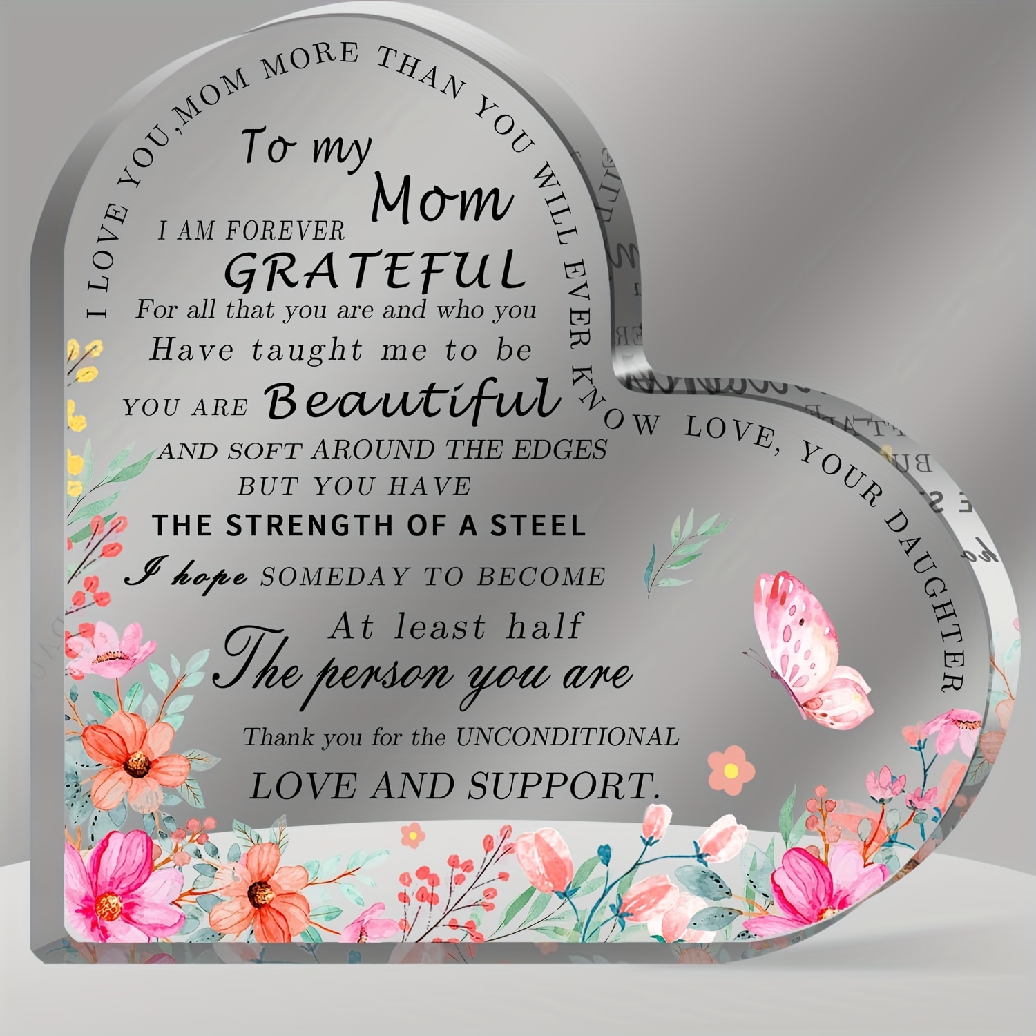 Birthday Gifts For Mom Acrylic Heart Sign Mom Gifts From Daughters Mothers  Day Gifts Flowers Plaque Thankful You Mom Grateful Gift For Mom Holiday Mother  Birthday - Temu