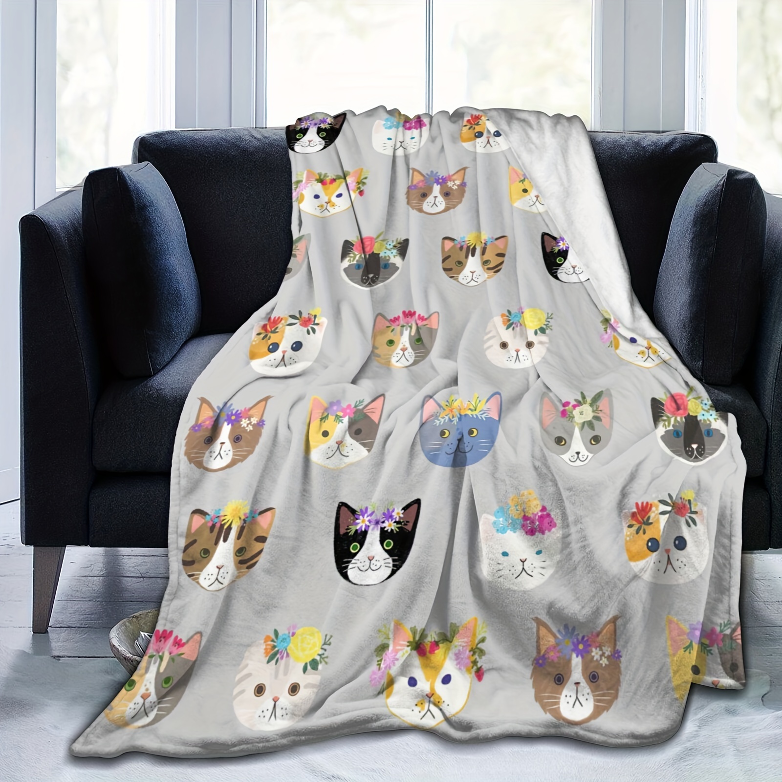 Cute Cat Blanket Warm Blankets Adults Cartoon Blanket Boy Temu