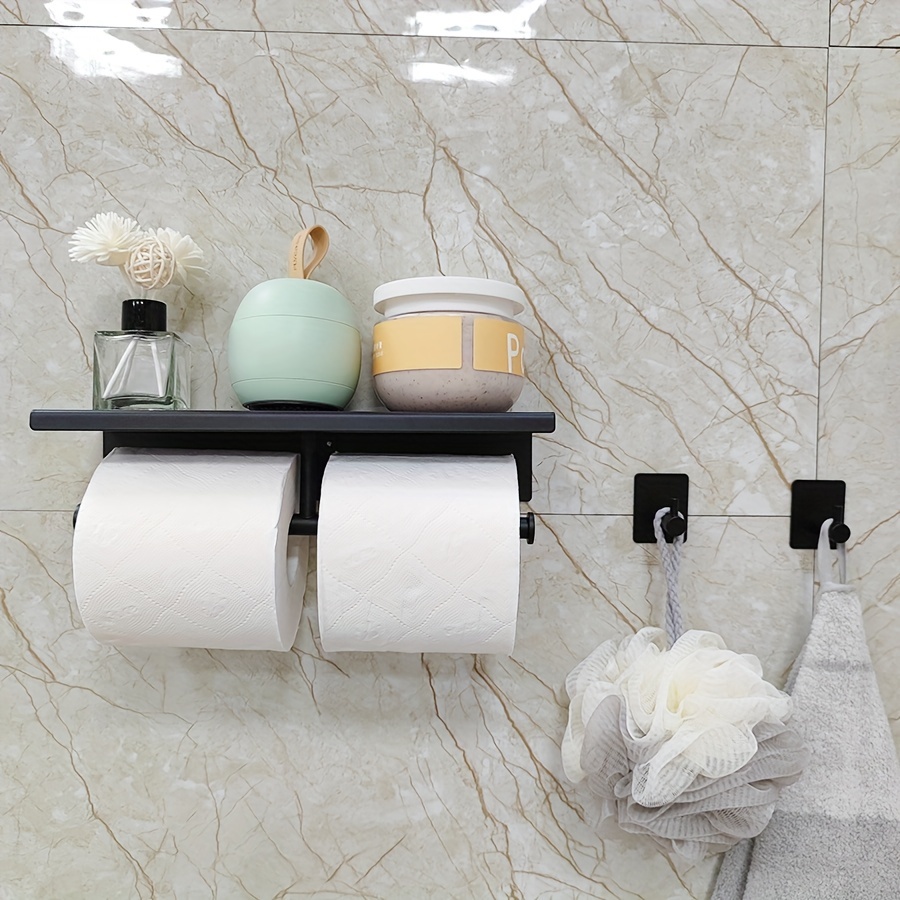 Double Toilet Paper Holder with Shelf, Commercial Toilet Paper
