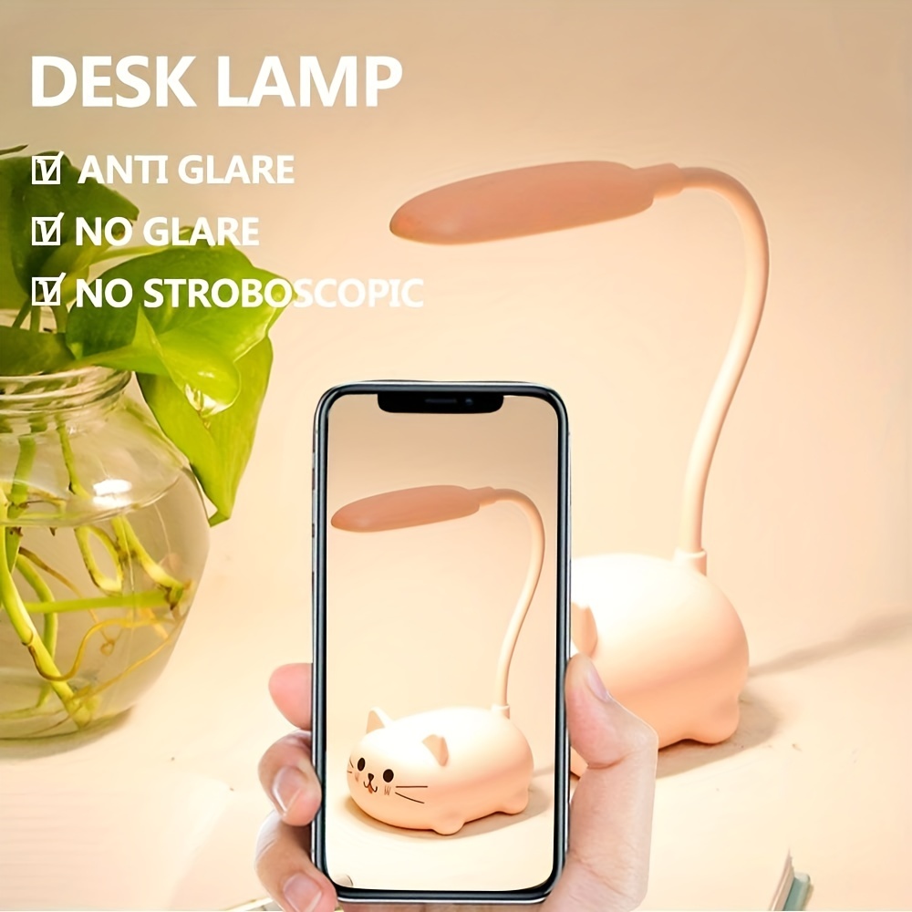 Lámpara de escritorio pequeña – Lámpara de escritorio recargable para  habitación de los niños, 360° flexible cuello de cisne linda lámpara de