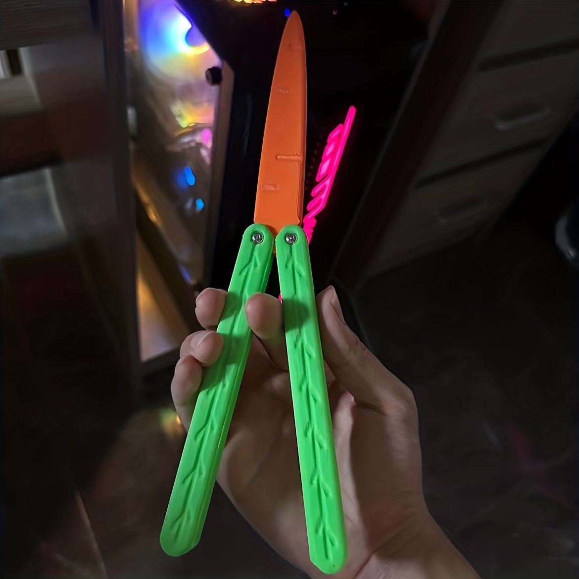 3 Printing Gravity Jump Led Flash Radish Knife Mini Model Push Card  Decompression Toy Student Prize Kid Gift