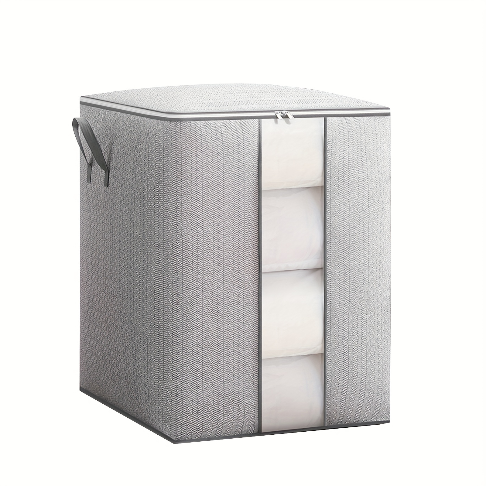 1Pc Grey Large Capacity Non-Woven Storage Box for Clothing And