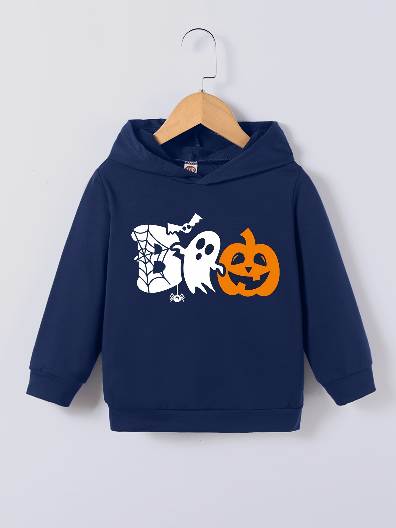 Halloween Cute Boo Pumpkin Print Boys Casual Pullover Long Temu