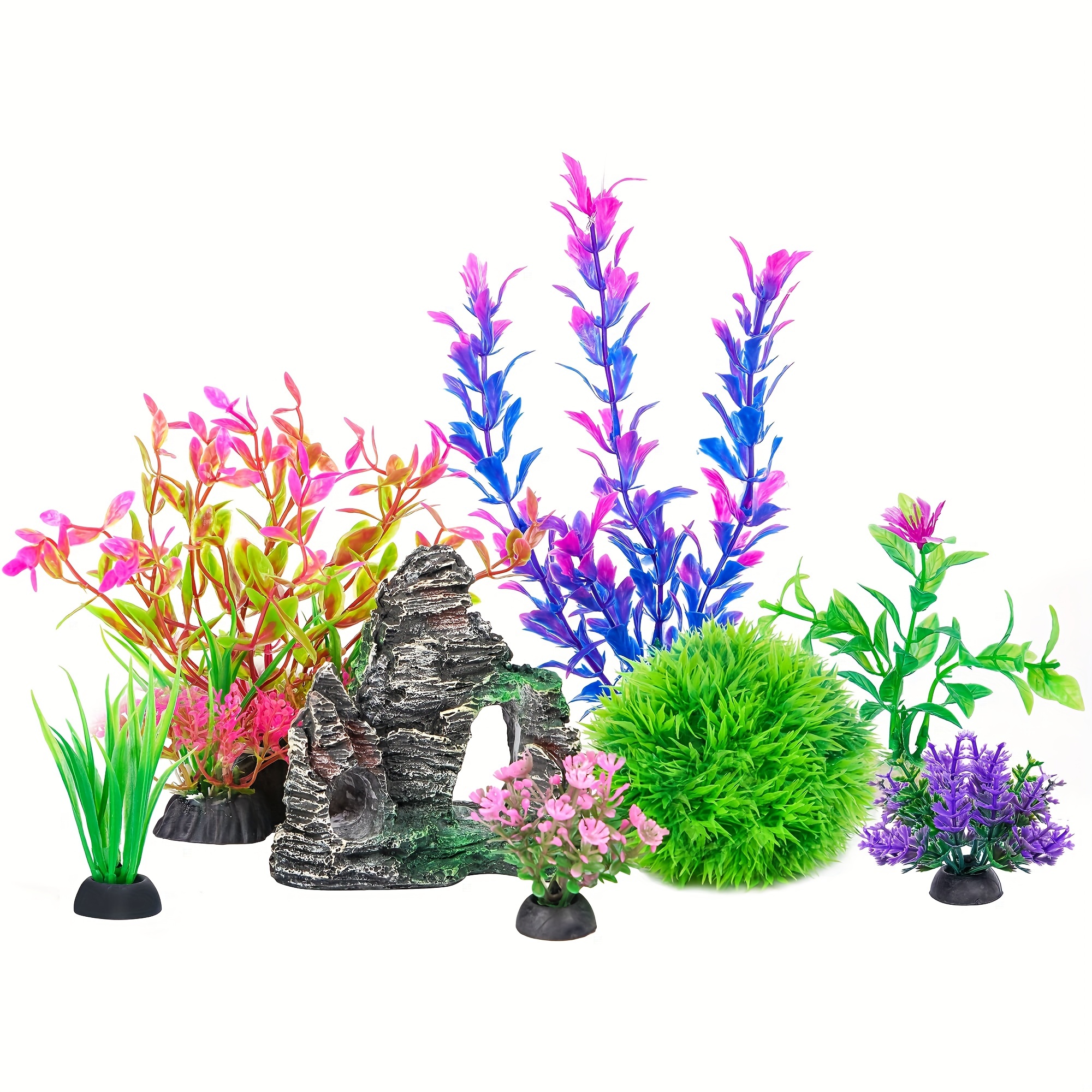 1pc Plastic Fish Tank Portable Fish Bowl With Artificial Aquatic Plants,  Stones, Ribbons And Small Lamps Without Batteries, Don't Miss These Great  Deals
