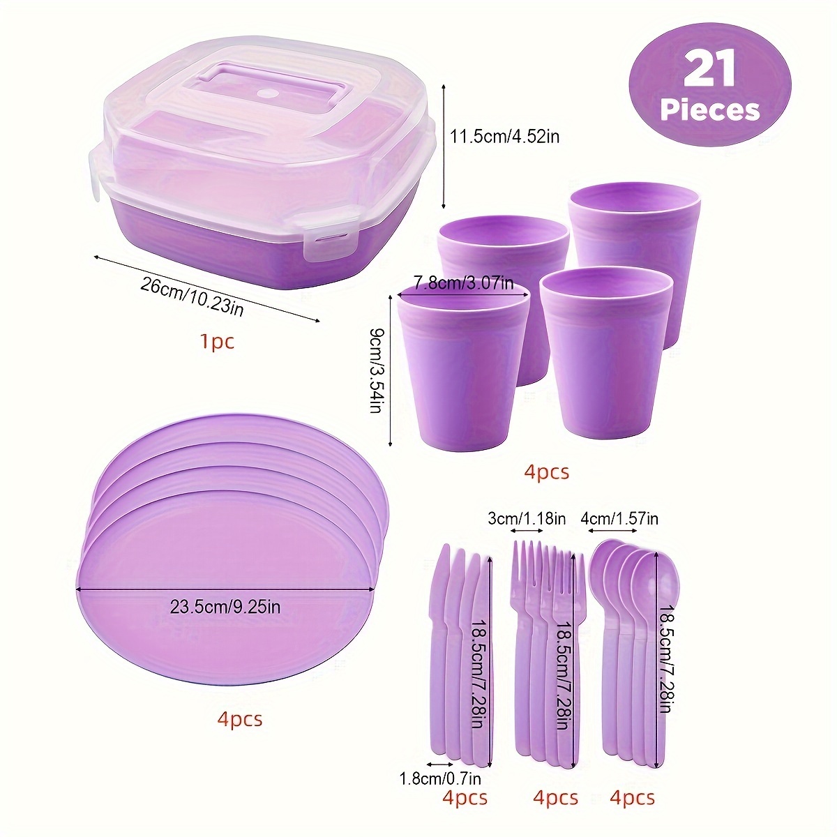 21pcs Picnic Tableware Set, Include Knives, Forks, Spoons, Cups, Plates, Cutlery Storage Box, Multi-functional Transparent Dinnerware, For Picnic Camp