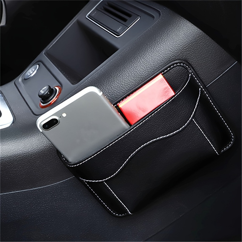 Dezsed Coin Side Pocket Console Side Pocket Leather Cover Car Cup Holder  Auto Front Seat Organizer Cell Mobile Phone Holder-Black 