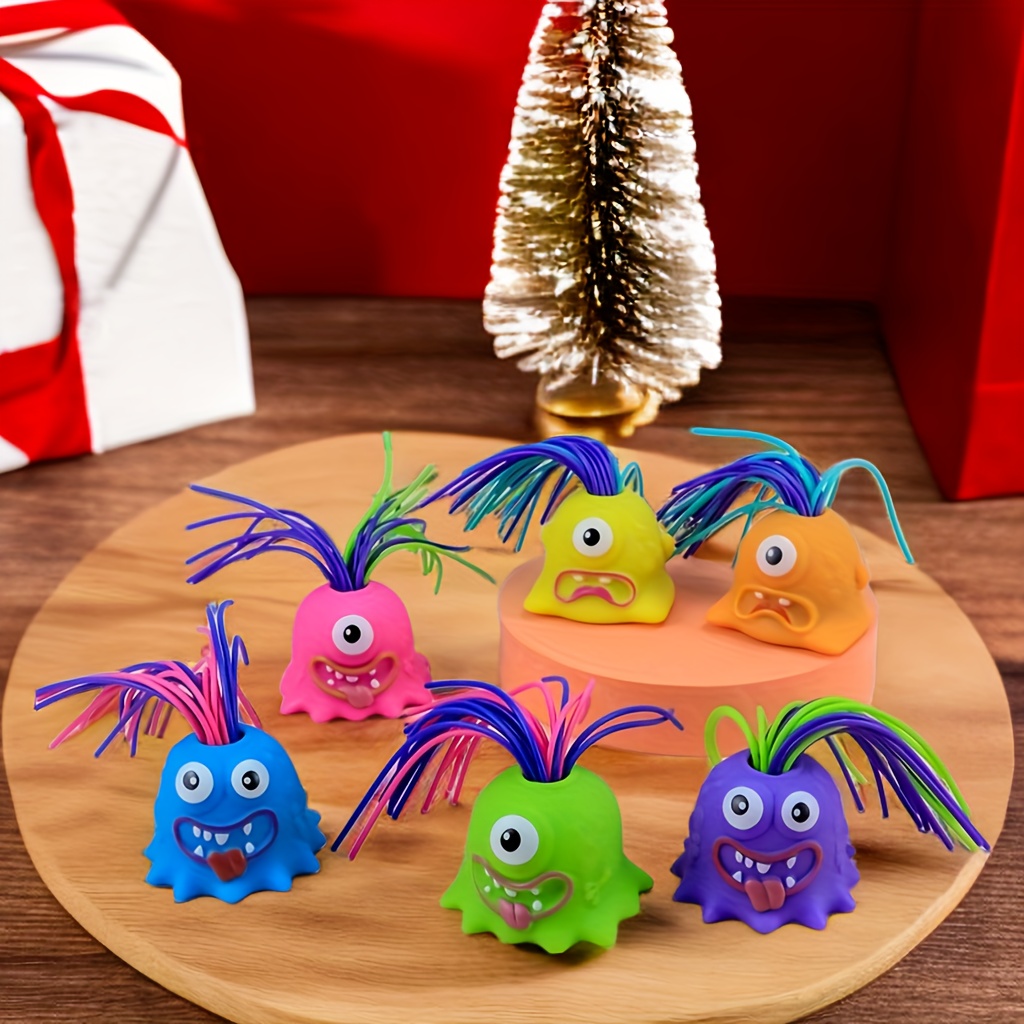 1pc 2pcs screaming little monster toy pulling hair cute monster novel and creative toy christmas gift 5