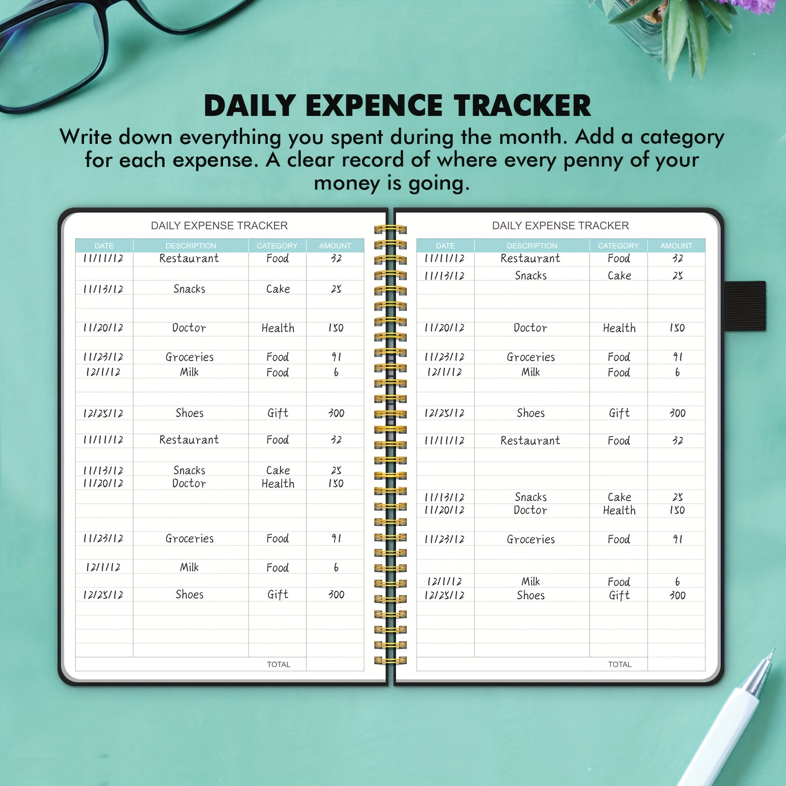 Budget Planner & Bill Organizer with Pockets, Size: 1, Green