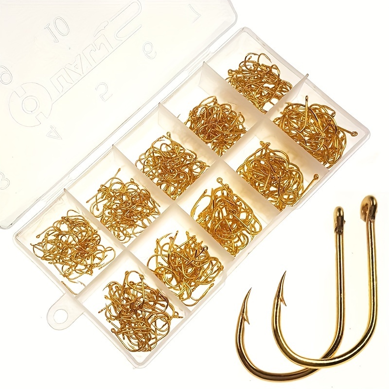 500pcs Fishing Hooks: 10 Sizes Carbon Steel Tackle With Plastic Box - Catch  More Fish!