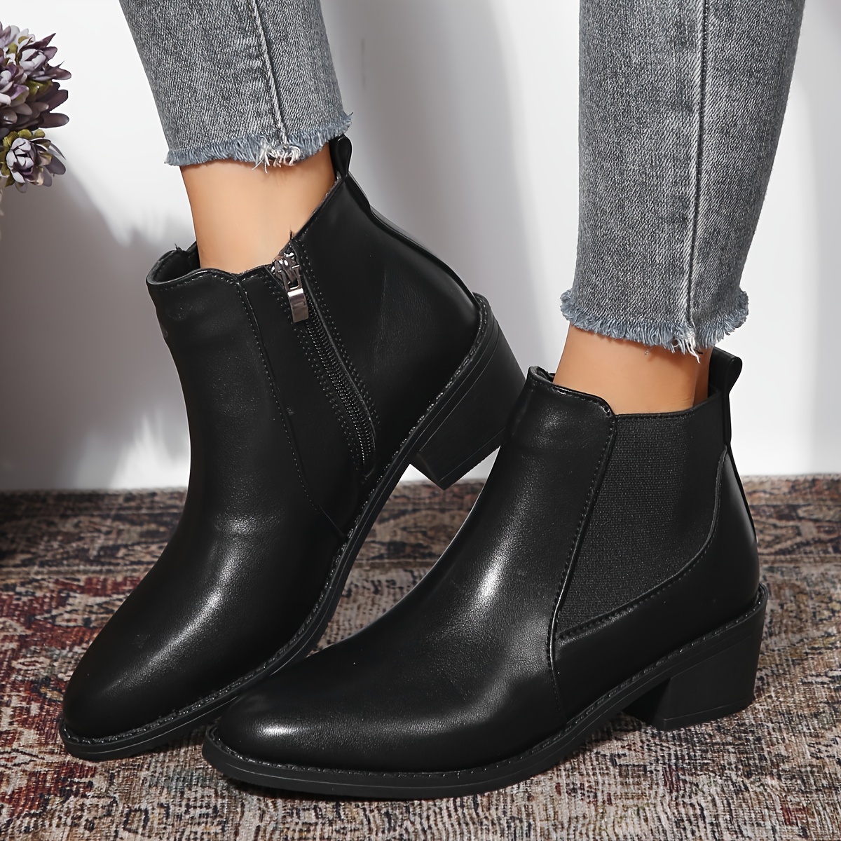 comfy black ankle boots