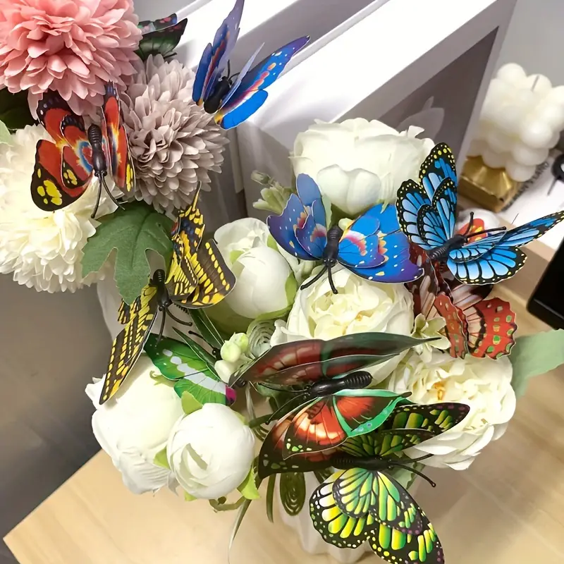 Flower And Butterfly Vase Set Christmas Wedding Festive - Temu
