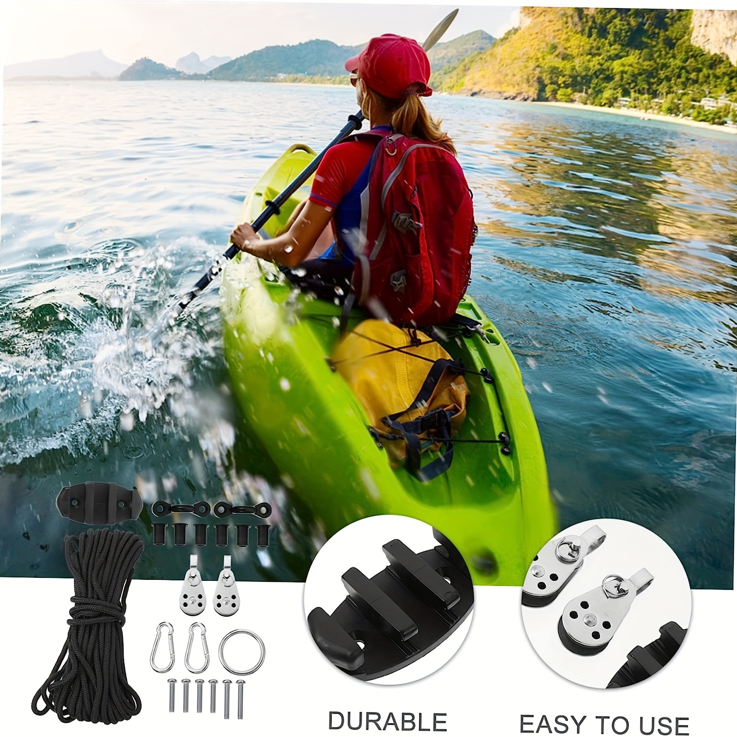 Carro Kayak Kit Kayaks De Pesca Accesorios De Carrito Rodante, Perno De  Amarre Cuerda Ancla Estable Kit Ancla De Pesca Accesorios Para Kayak