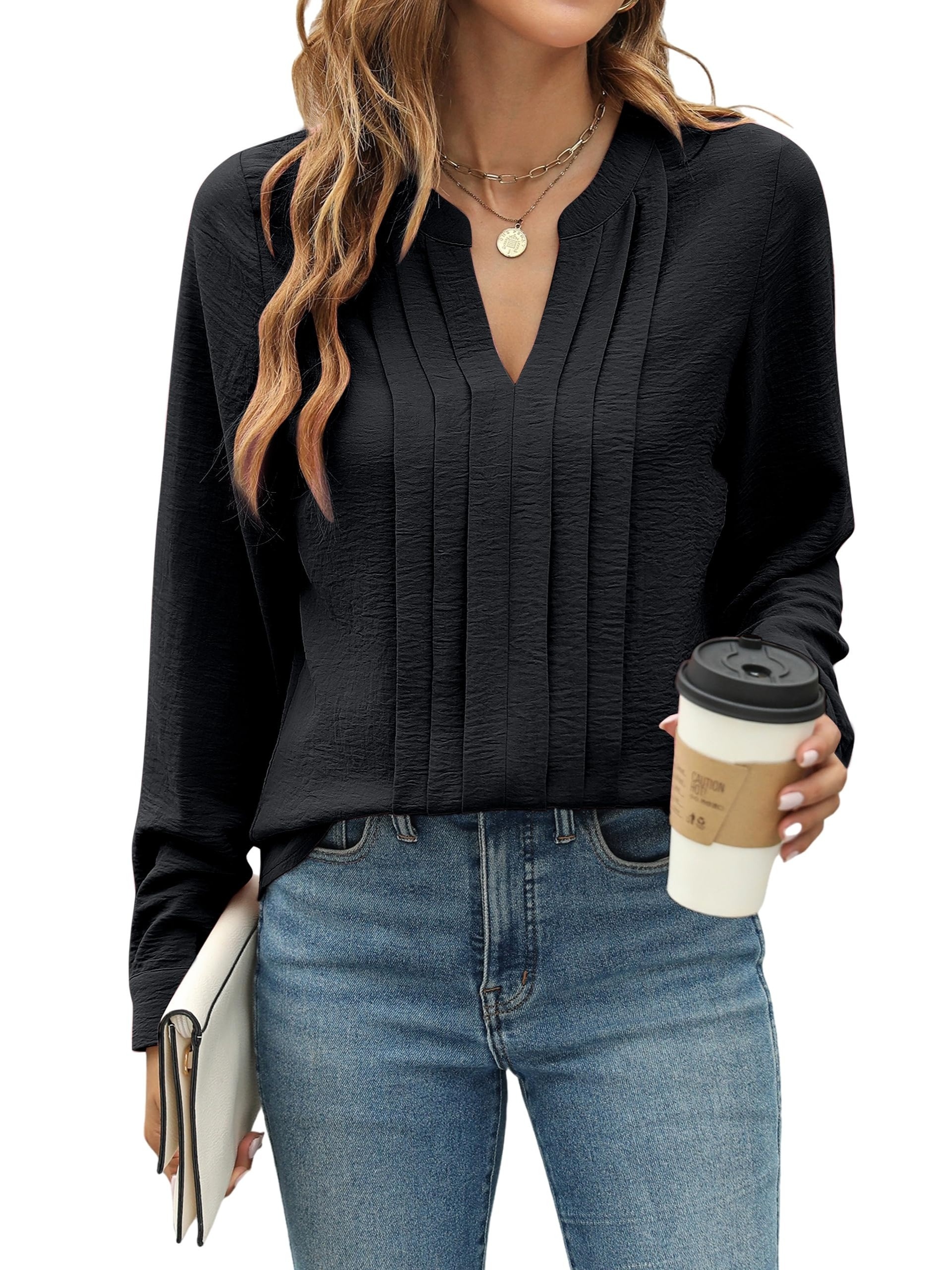 blusa negra manga larga corta