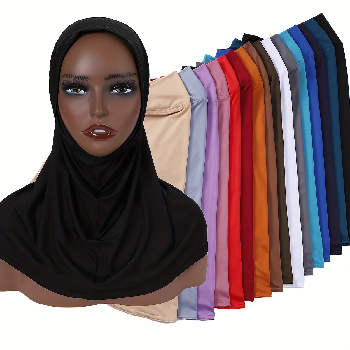 Solid Color Jersey Hijab Women Thin Breathable Scarf Long - Temu