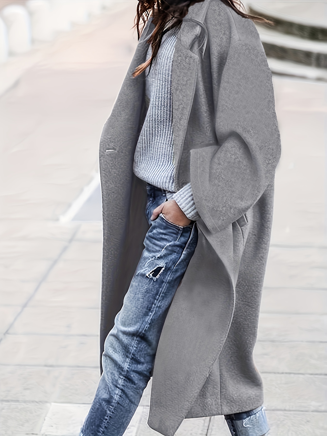 Plus Size Elegant Coat Women's Plus Solid Velvet Long Sleeve - Temu Canada