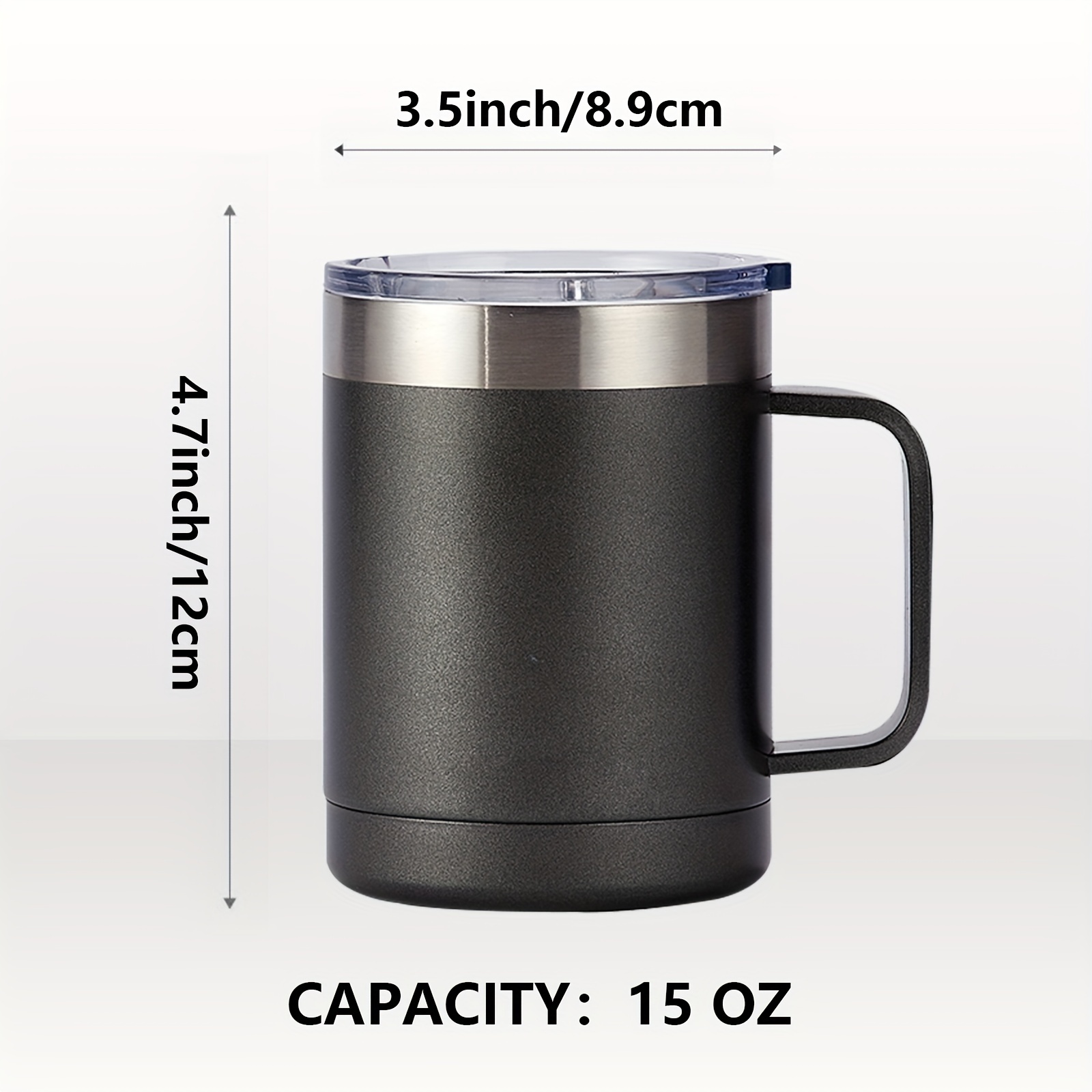 15 oz. Stainless Steel Mug Tumbler with Handle