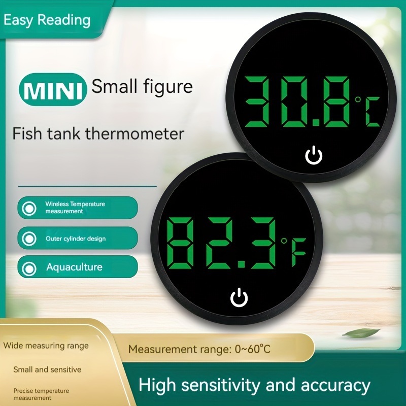Digital LCD Aquarium Thermometer with Suction Cup Waterproof Mini Indoor  Fish Tank Thermometer Temperature Measurement Display Aquarium Accessories