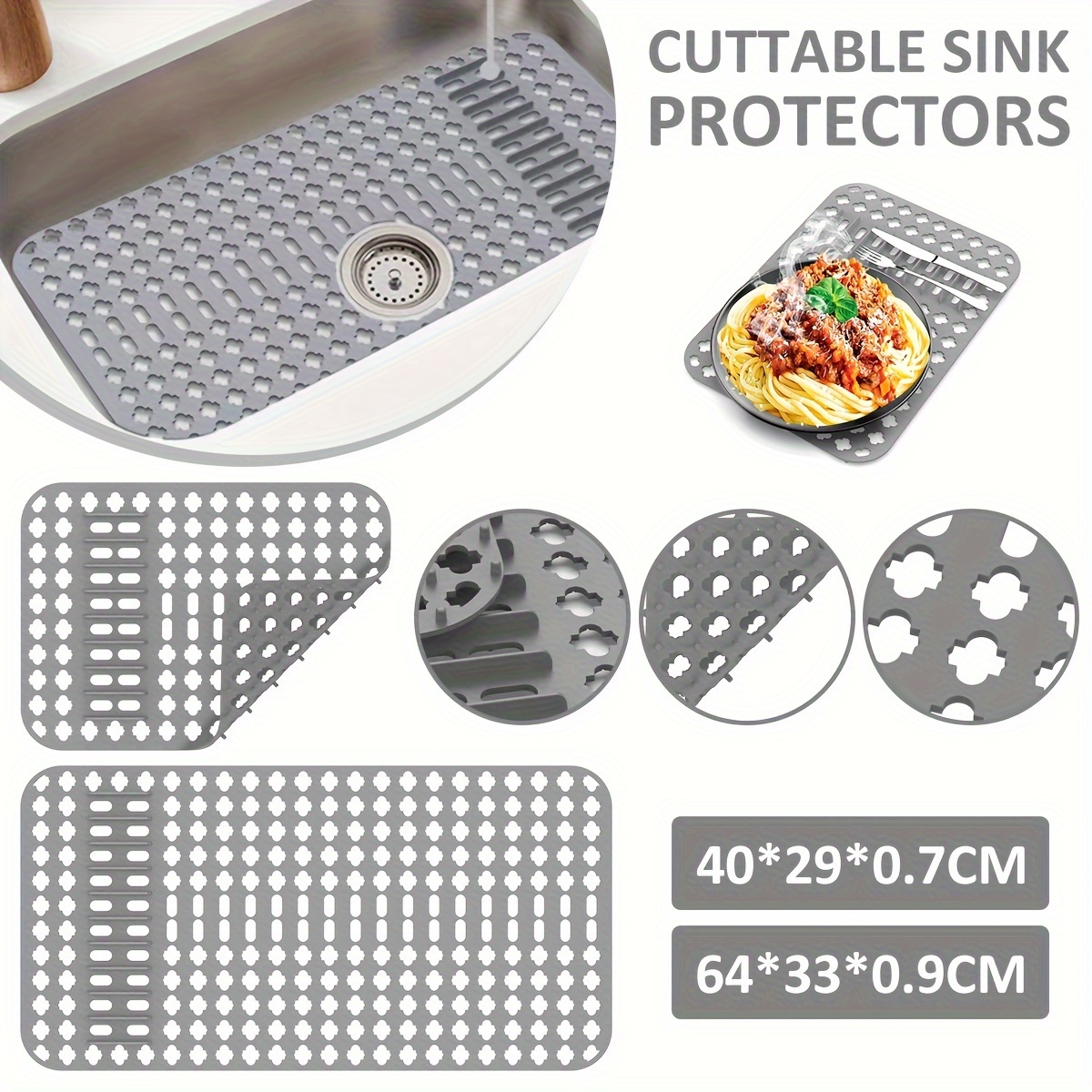 Sink Mat Rubber Dish Mat Drainer Non Slip Sink Protector Liner