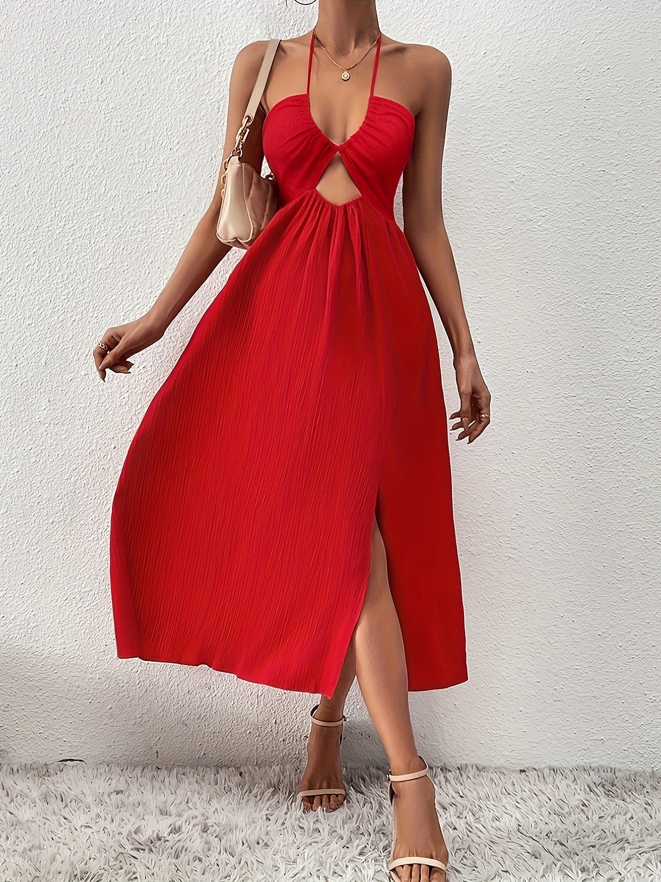 Womens Sexy Hollow Out Criss Cross Halter Dress Summer Beach Backless  Low-Cut Club Evening Party Maxi Long Dress : : Clothing, Shoes 