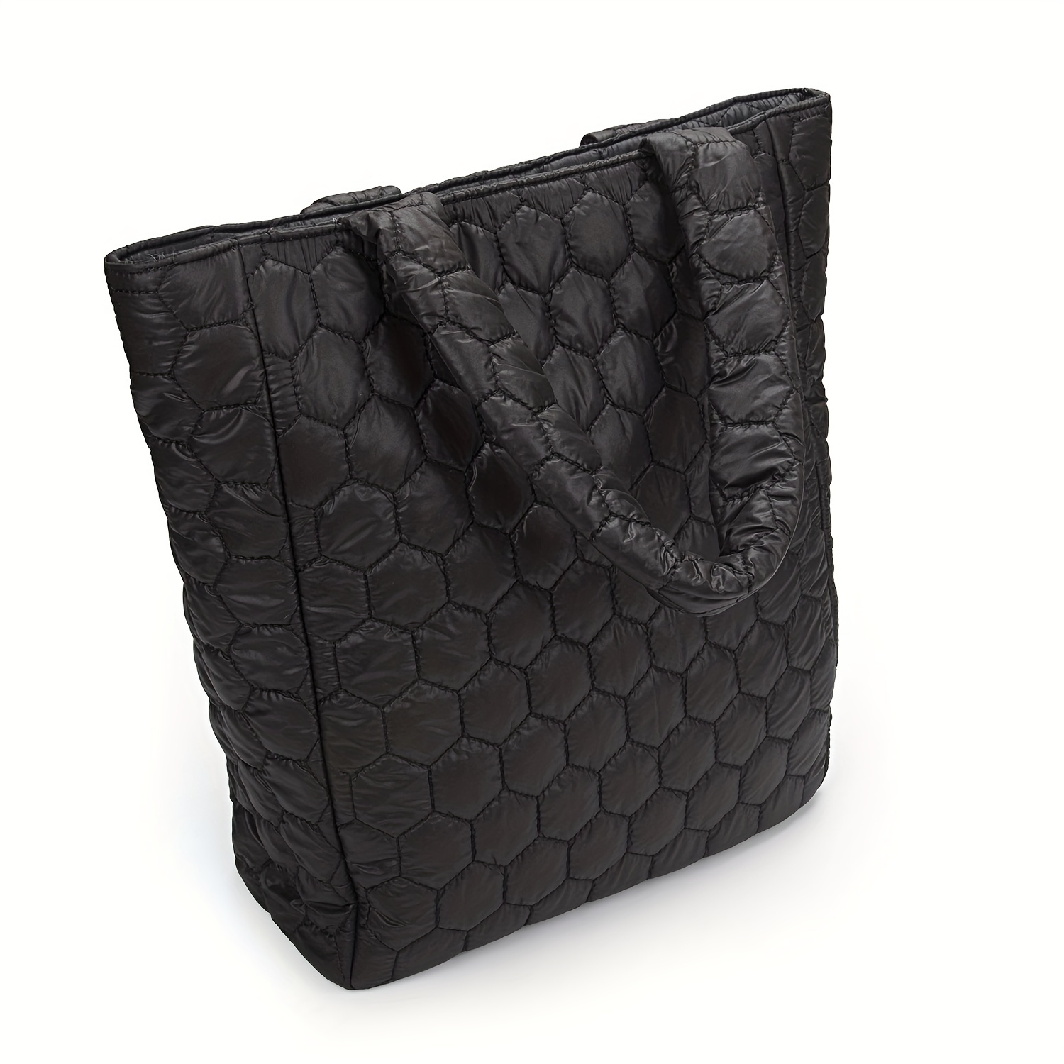 Trendy Puffer Quilted Tote Bag Rhombus Nylon Shoulder - Temu