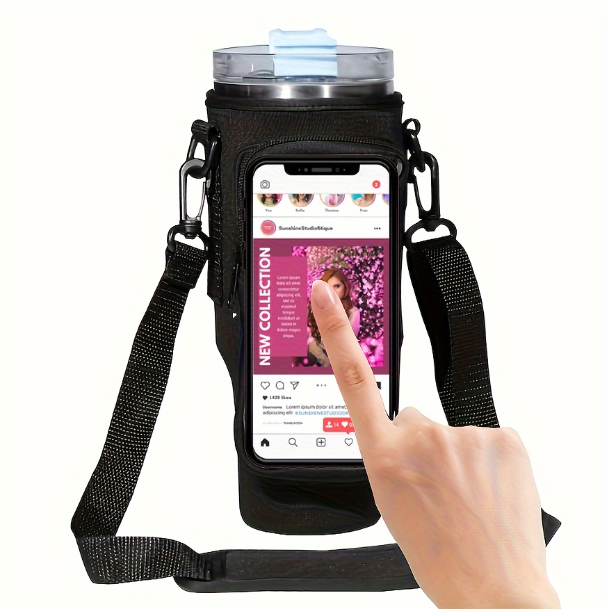Dropship Water Bottle Carrier Bag With Touch Screen Phone Pocket
