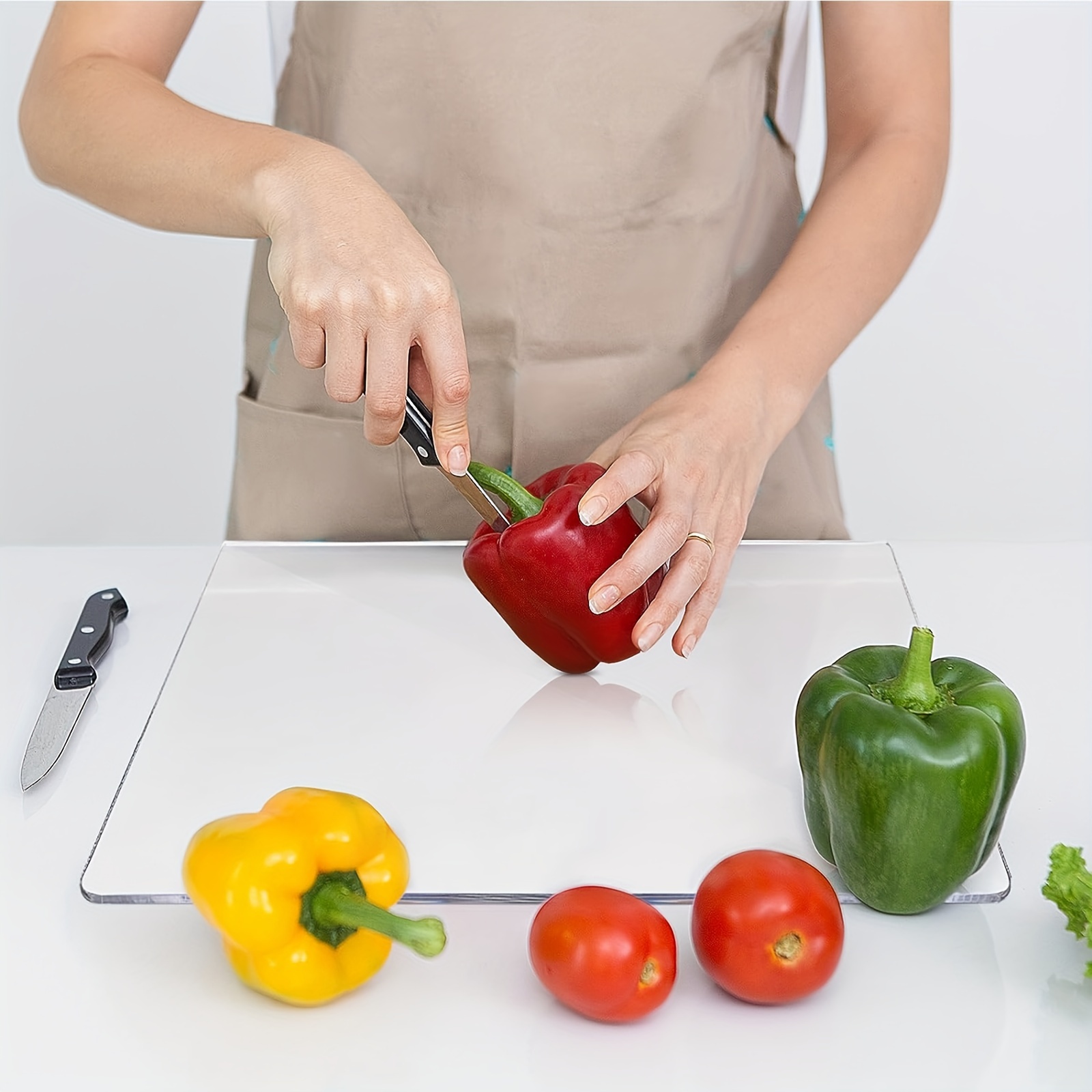 1 pieza Tabla de cortar cocina acrílico transparente corte ligero  inofensivo antideslizante fruta encimera para corte vegetal fruta con carne, Moda de Mujer