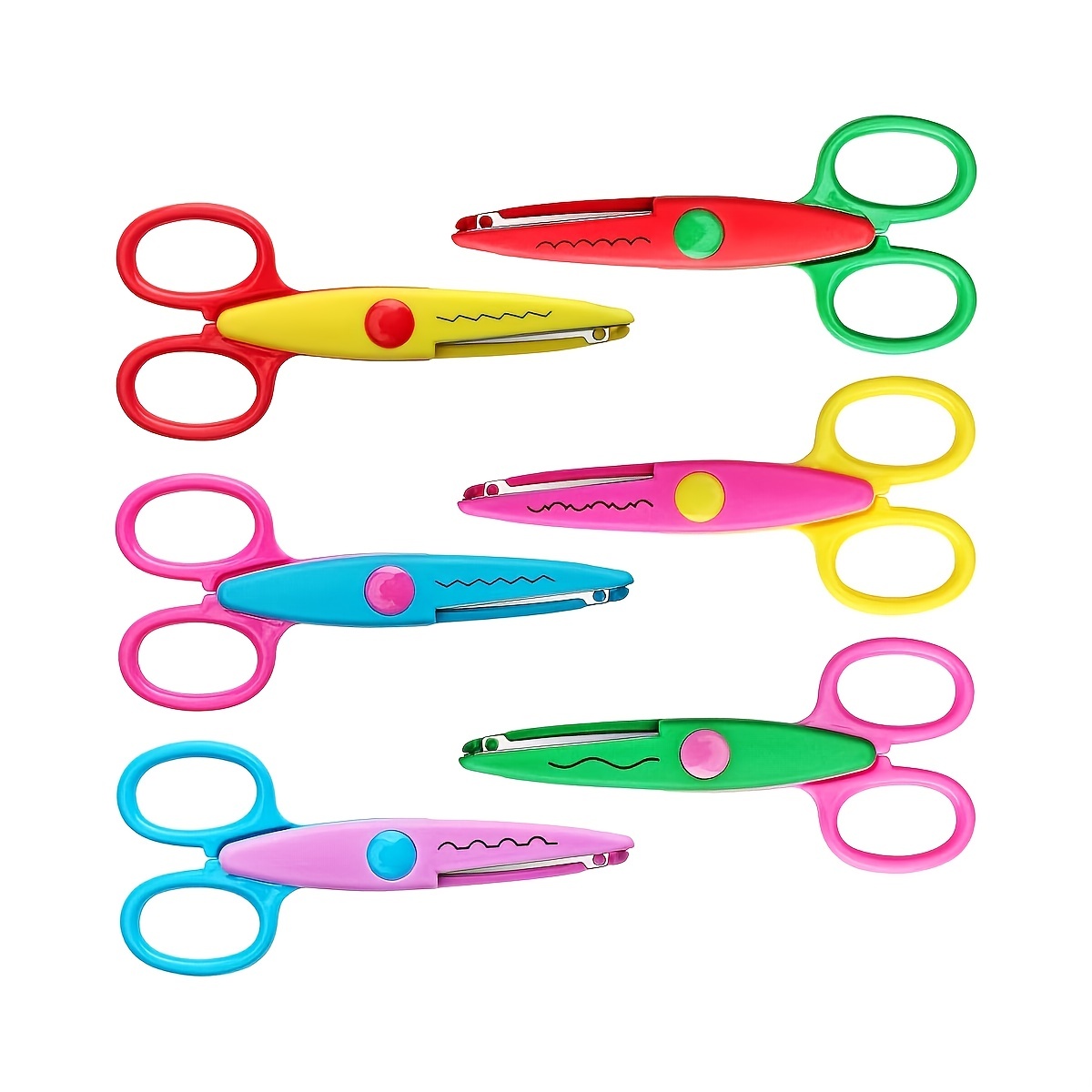 6pcs Craft Scrapbook Scissors Decorative Edge ABS Resin Safe For Kids