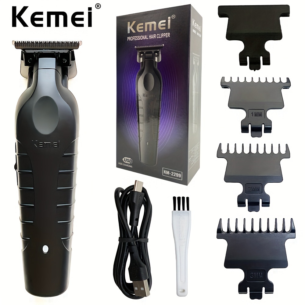 Kemei 2299 Barber Cordless Hair Trimmer 0mm Zero Gapped Carving Clipper  Detailer Professional Electric Finish Cutting Machine - AliExpress
