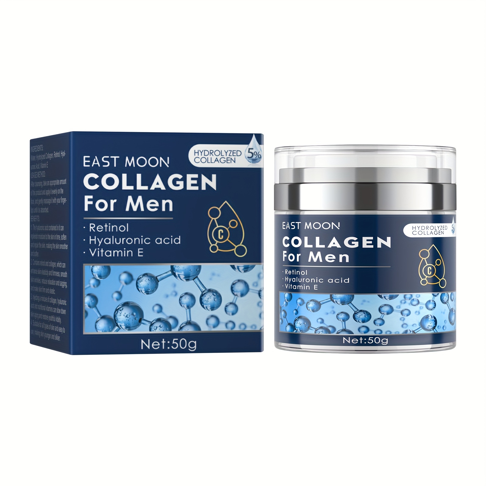 

50g Men's Hydrolyzed Collagen Cream, Hydrating Moisturizing Face Cream, Gentle Firming Face Skin