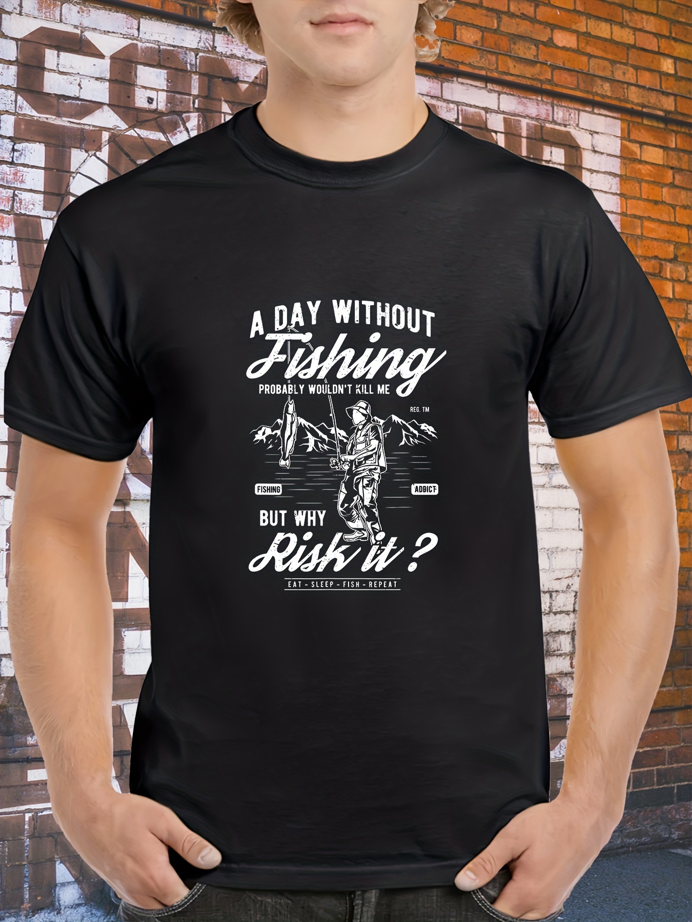Fishing Meme Print Men's Graphic Design Crew Neck T shirt - Temu Germany