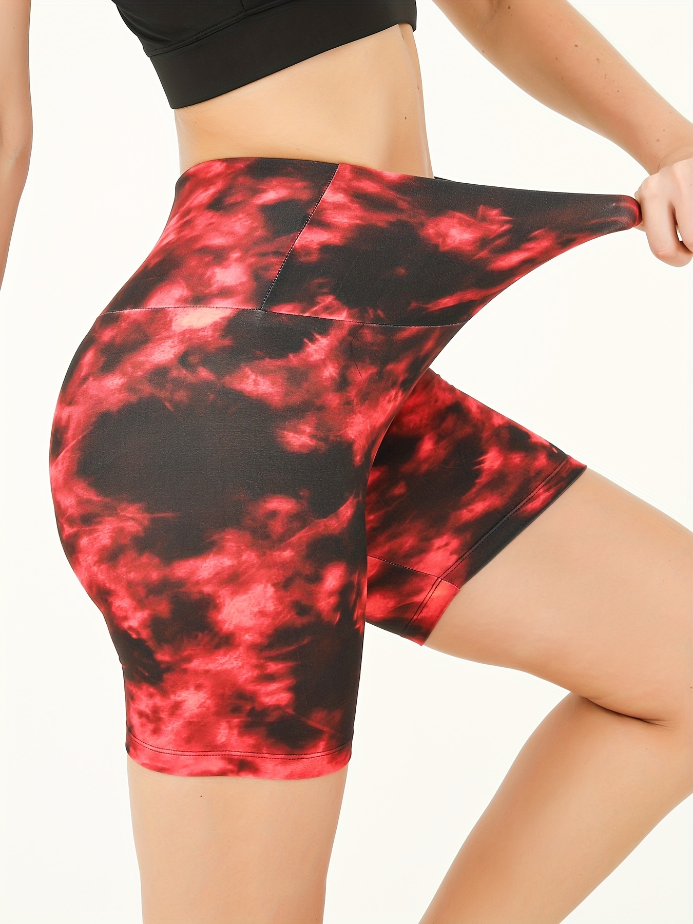 Tie Dye High Waist Biker Shorts For Women, Super Soft No See Through  Workout Yoga Athletic Shorts, Women's Activewear