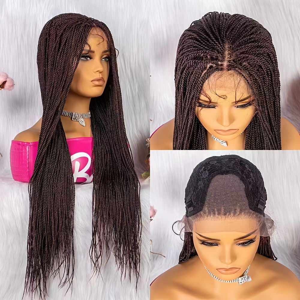 Braided Wigs Women Lace Front Square Knotless Box Braid Wig - Temu