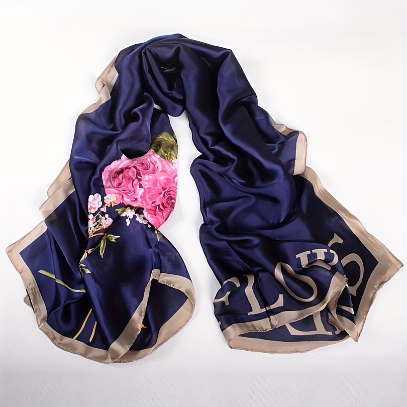 bysifa] New Winter Black Gold Silk Scarf Shawl Women Brand Satin