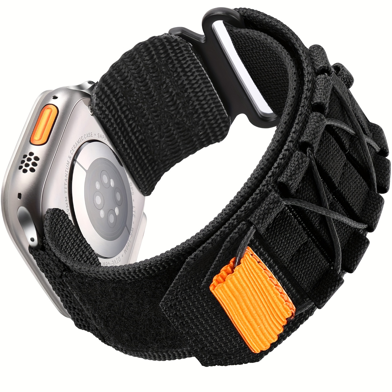 Black Hook and Loop Nylon Strap With Metal Buckle, 40mm Wide