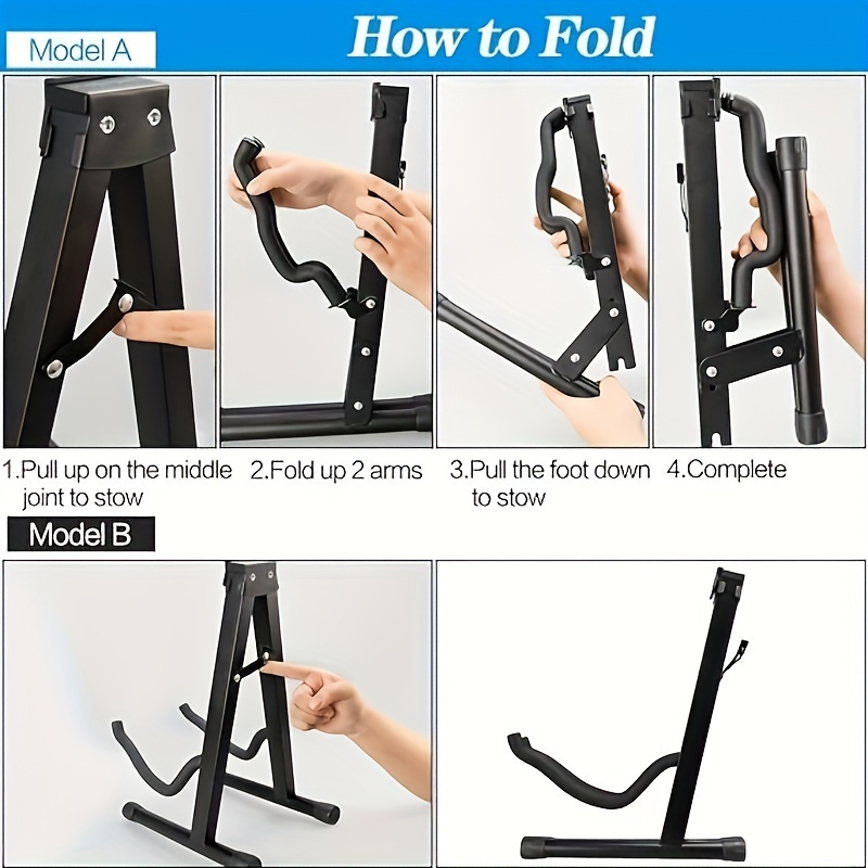 A frame Folding Guitar Stand Non slip Rubber Foam Arms Metal - Temu