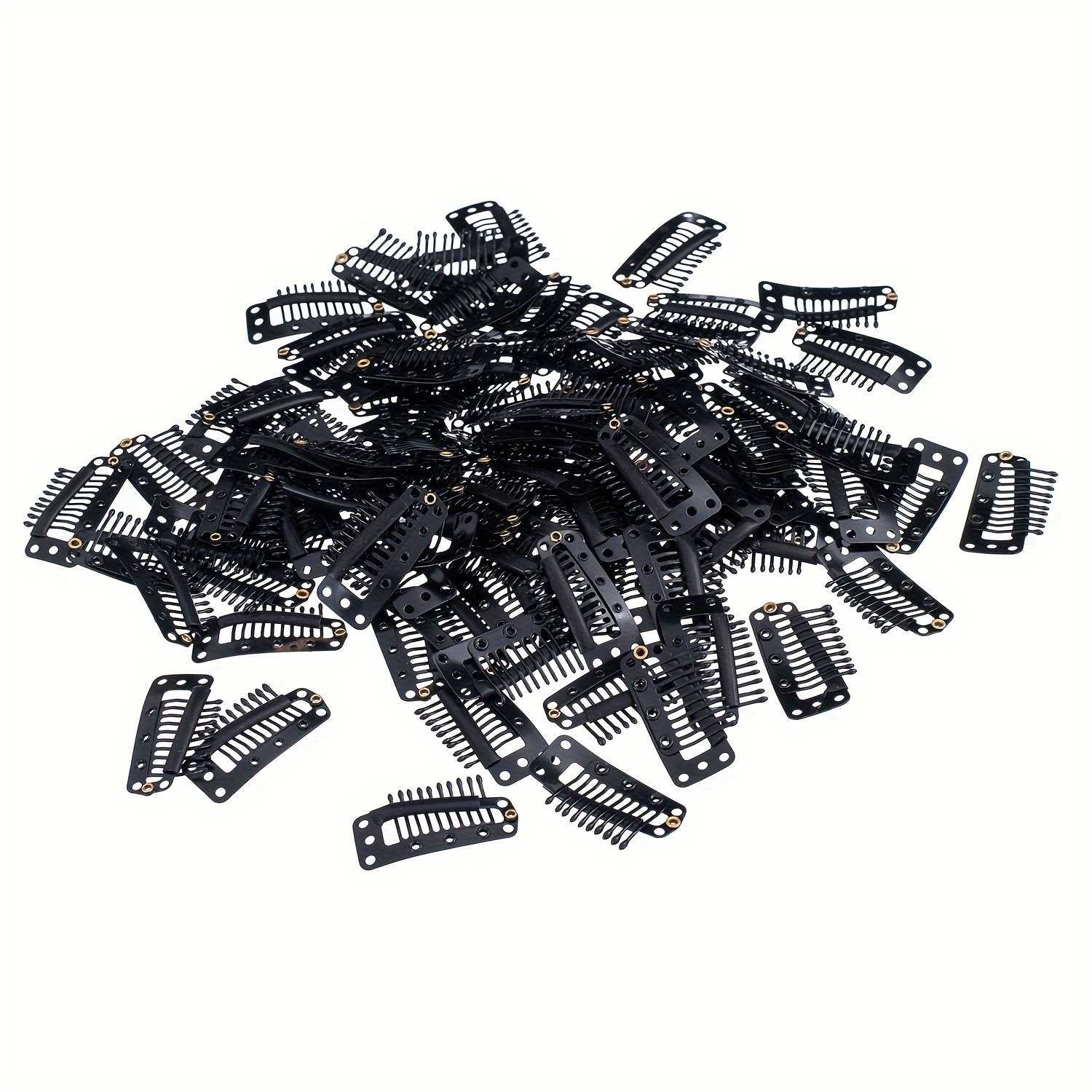 50PCS 6-Teeth U-Shape Snap Clips for Hair Extensions - 3.3cm/1.3inch