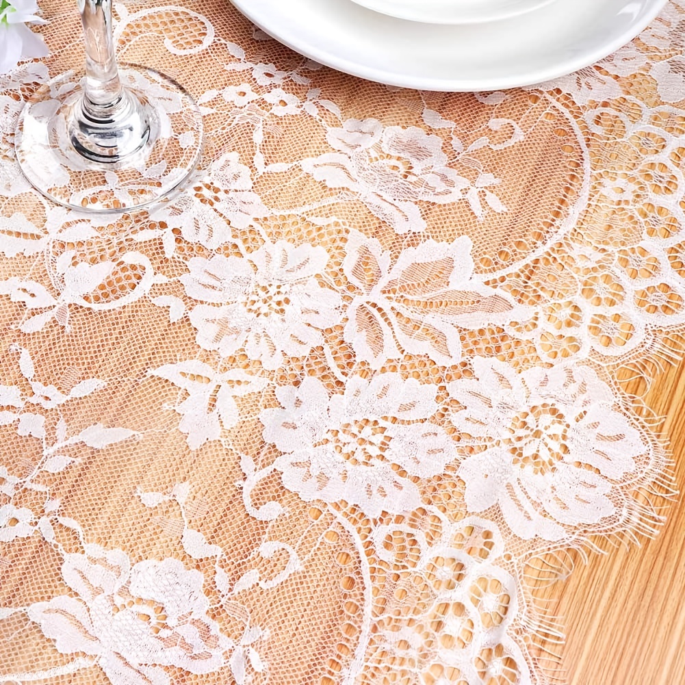 CherryHome White Lace Table Runner Elegant Floral Lace Table Runner for  Weddings Parties Dining Soft Wrinkle-resistant Tulle Material Machine  Washable Rectangle 