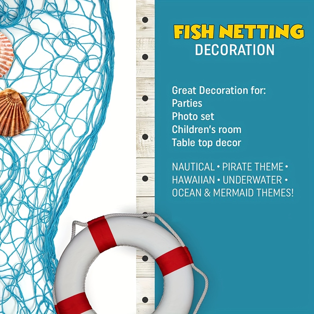 Decorative Fish Netting, Fishing Net Decor, Ocean Pirate Beach Theme Party  Decorations, Mediterranean Decor, Blue