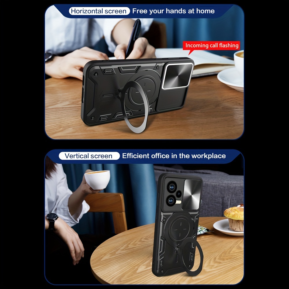For Xiaomi Poco F5 Pro Case Poco F5 Pro Cover Ring Bracket Slide