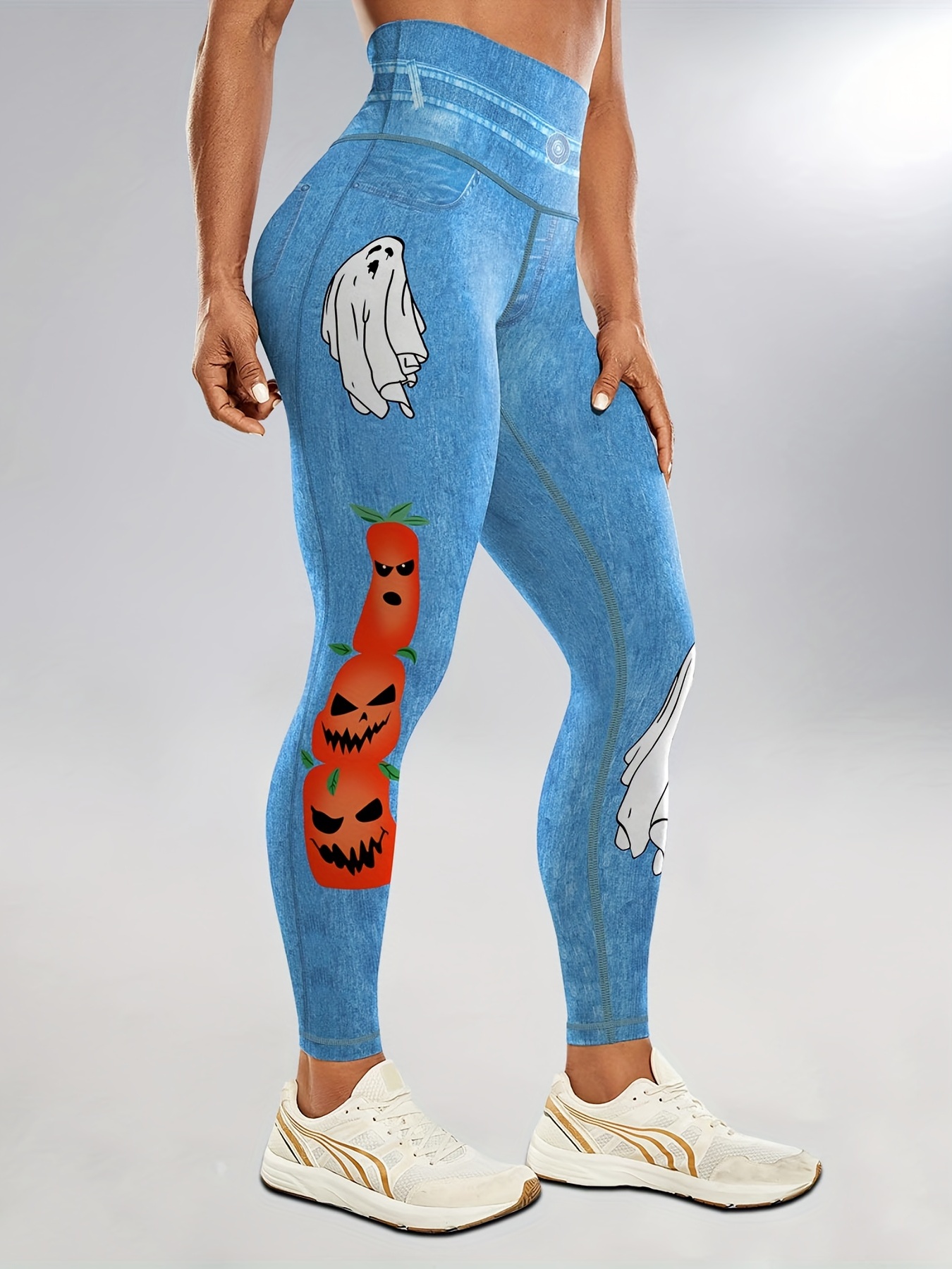 Leggings Deportivos Estampado Calabaza Fantasma Halloween - Temu Chile