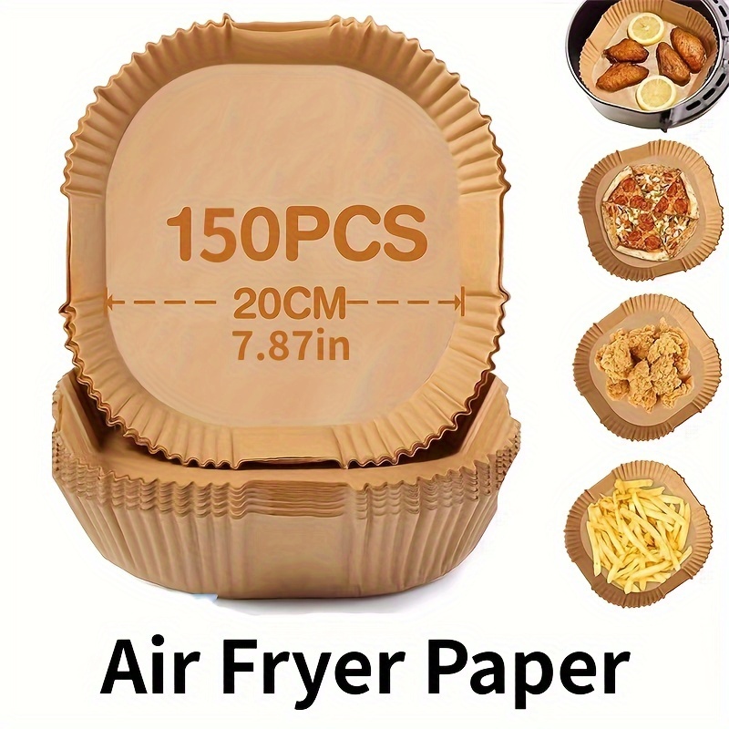 

150pcs, Disposable Air Fryer Liners (bottom 7.87''), Square Paper Air Fryer Liner Pots, Paper Basket Bowls, Baking Trays, Oven Accessories, Baking Tools, Kitchen Gadgets, Kitchen Accessories