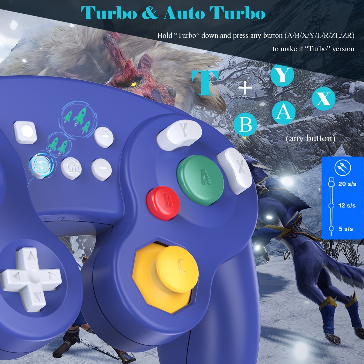 For Exlene Gamecube Controller Switch, Wireless Switch Pro Controller For  Nintendo Switch/lite/pc/android/ios/steam, Support Wake Up, Motion,  Adjustable Vibration, Turbo & Auto Turbo - Video Games - Temu