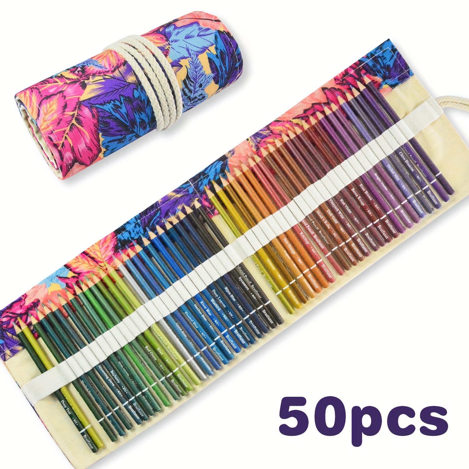 ThEast 48 Colored Pencils, Color Pencils for Adult Coloring Book, Artist Soft Core Oil Based Color Pencil Sets, Included Sharpener, Handmade Canvas