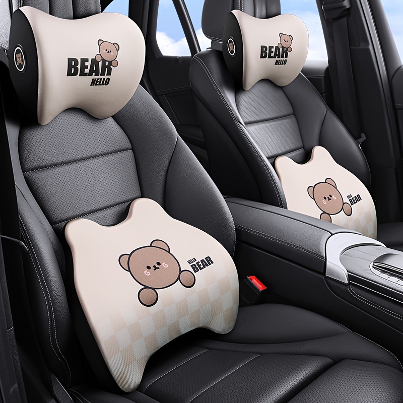 Memory Foam Cartoon Bear Car Neck Pillow,waist Cushion Neck Protection  Pillow For Driving, Auto Headrest Pillow For Longer And Comfortable Sitting  - Temu